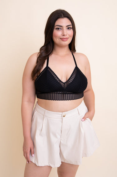 Ribbed Lace Boho Racerback Bralette